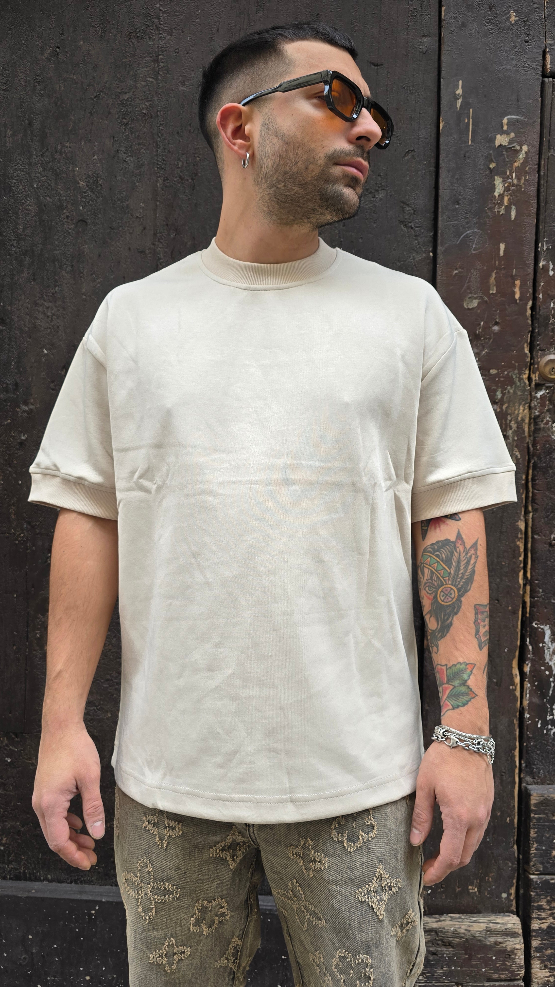 T-Shirt Interlock Oversize - Crema