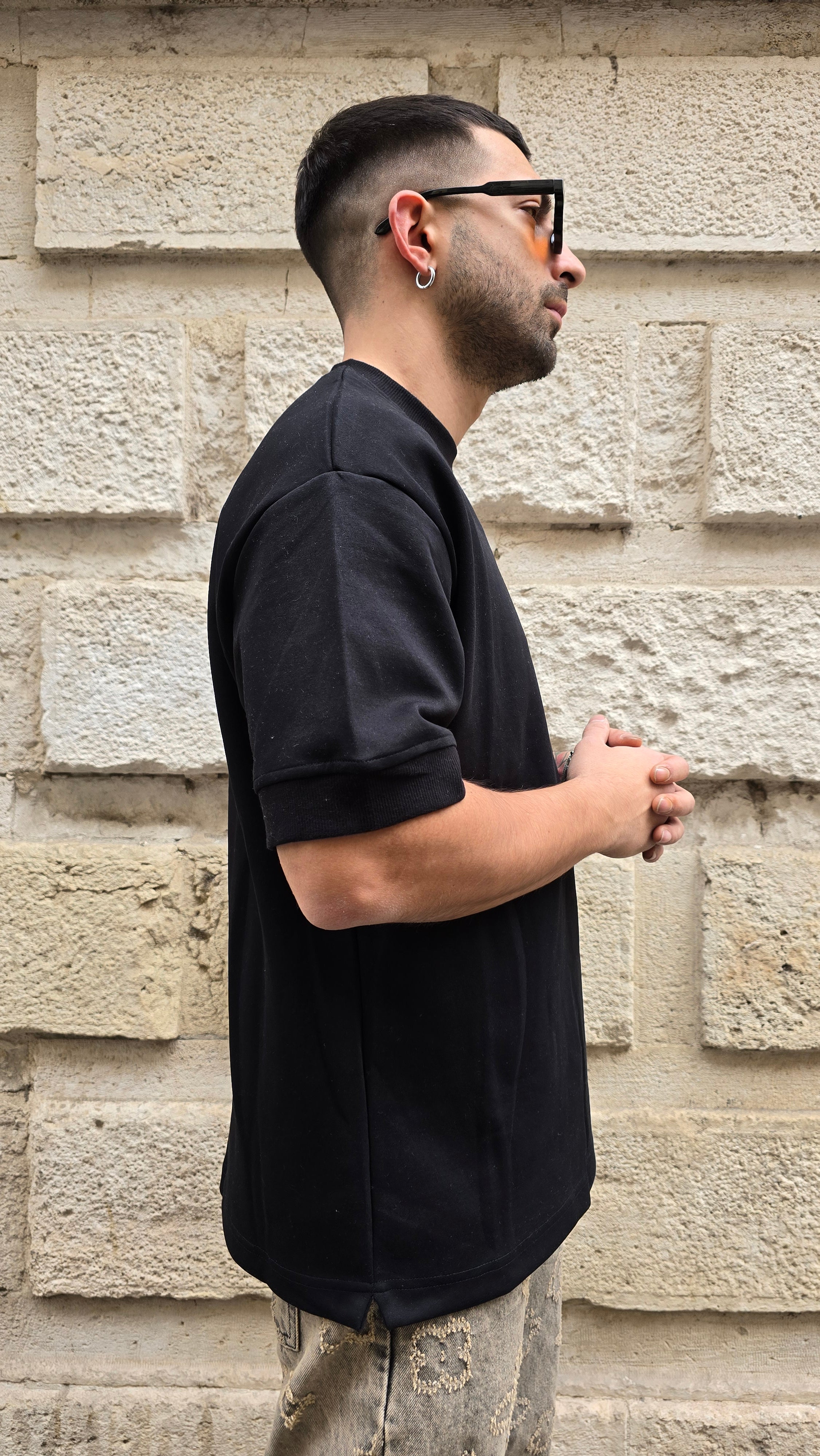 T-Shirt Interlock Oversize - Nero