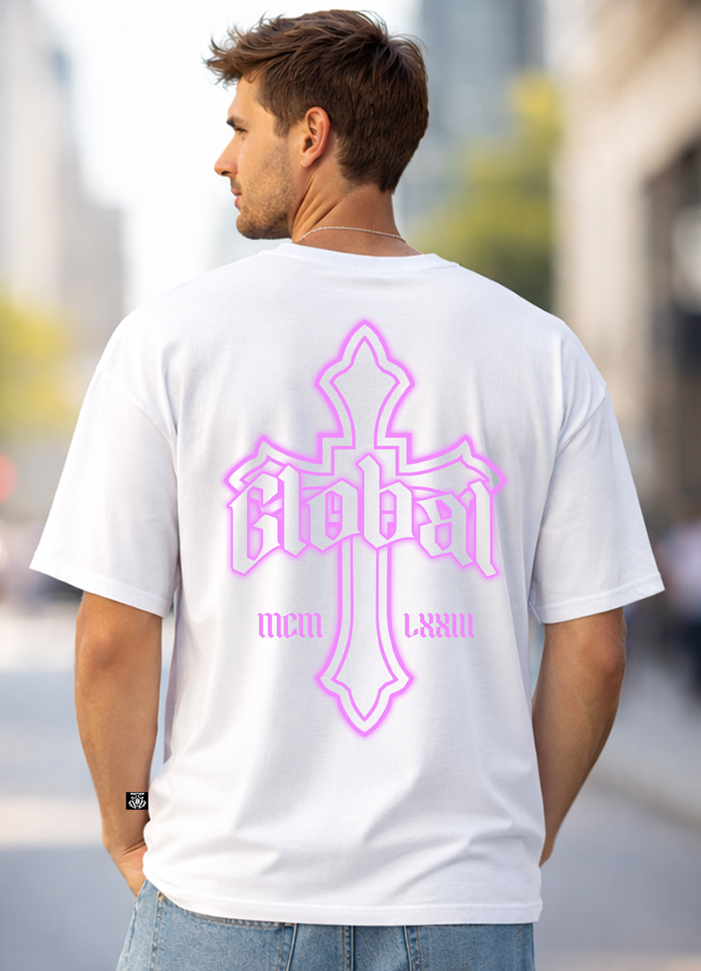 T-SHIRT GLOBAL BRAND ART. 8007 - BIANCO/ROSA