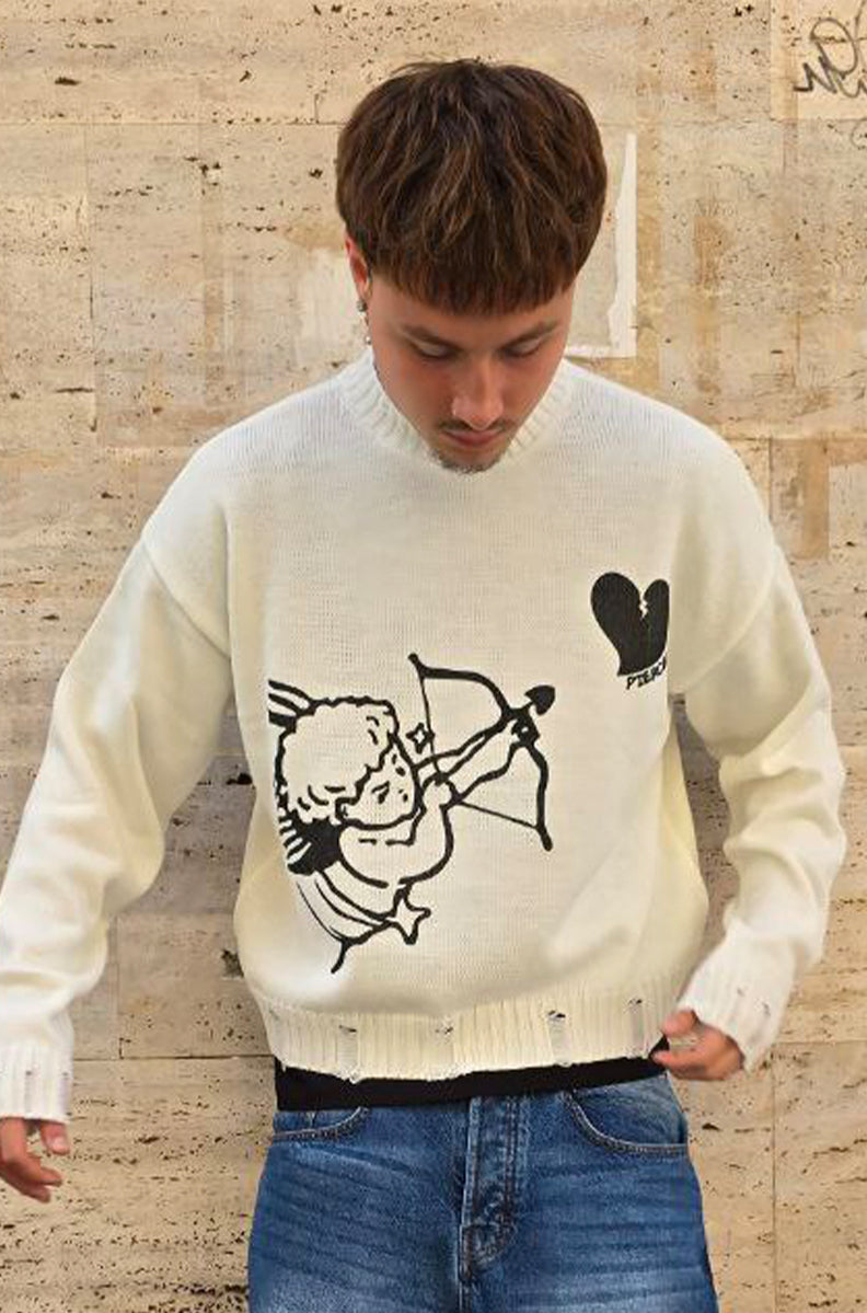 MAGLIONE CROPPED GLOBAL COD. ANGELS - BIANCO