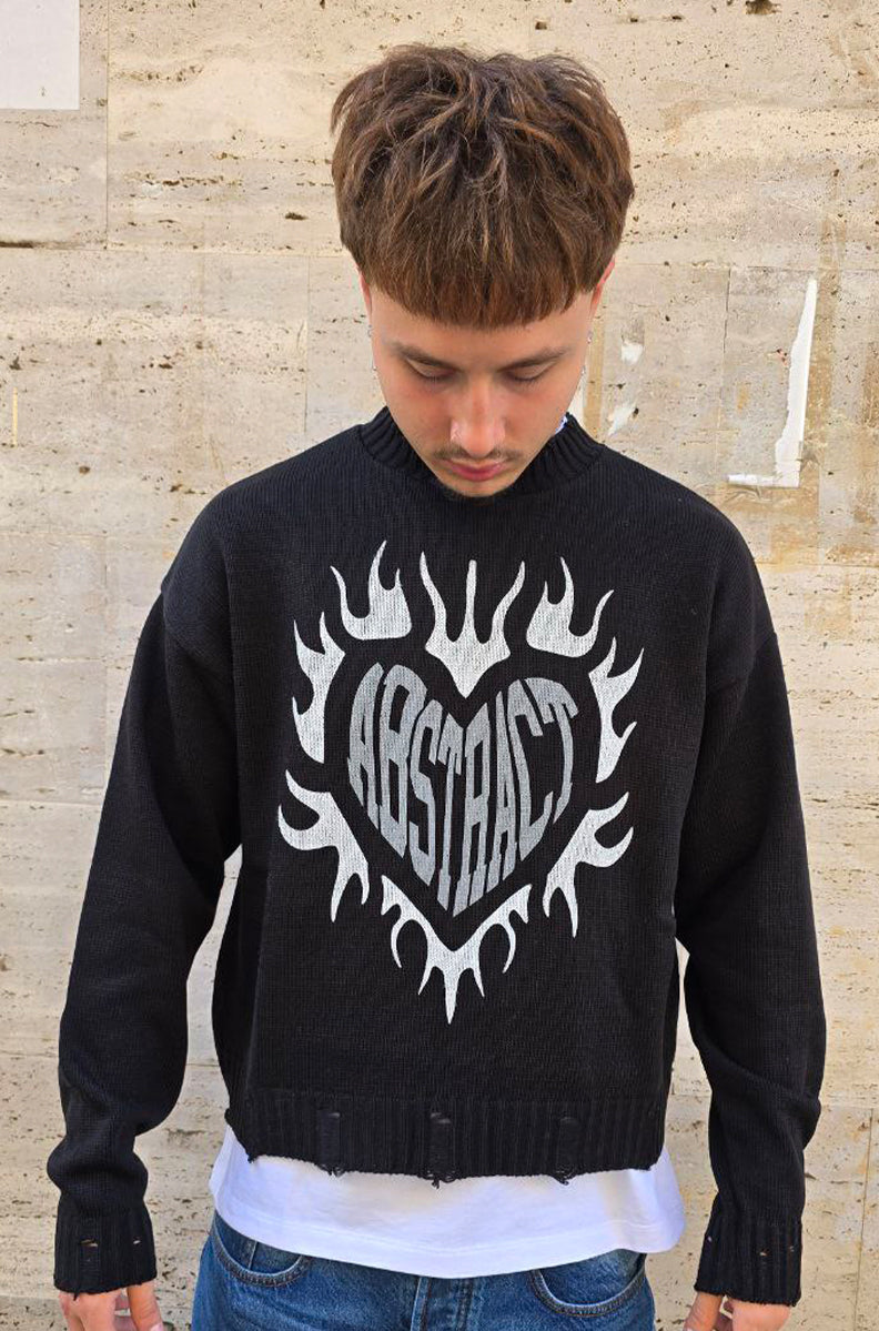 MAGLIONE CROPPED GLOBAL COD. ABSTRACT - NERO