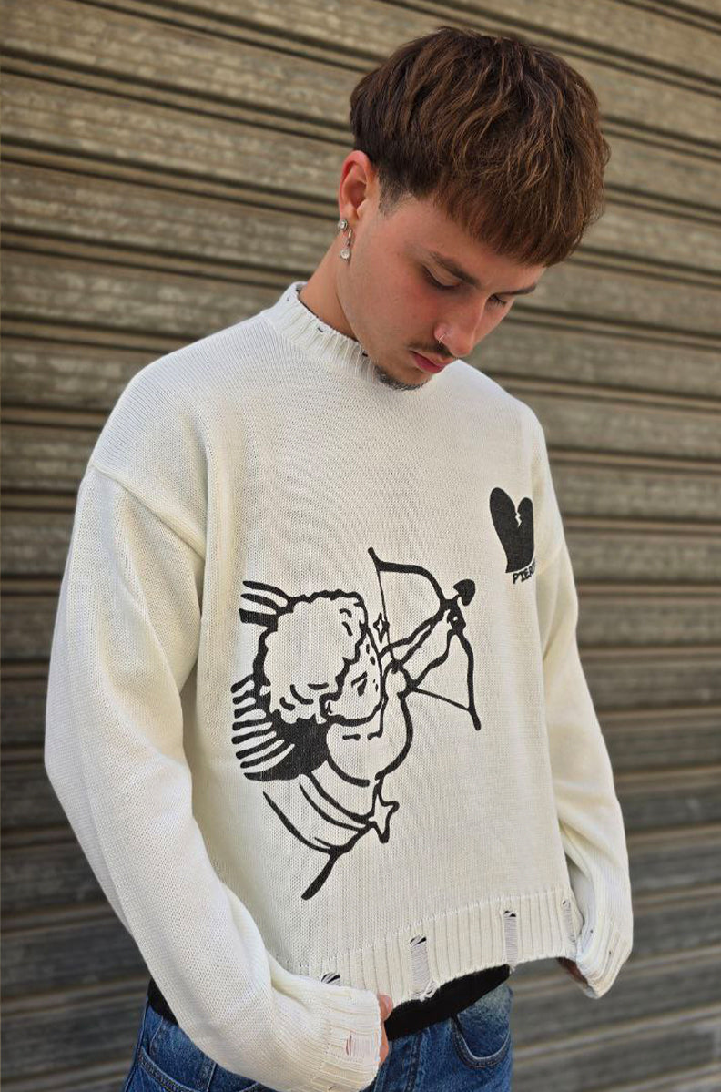 MAGLIONE CROPPED GLOBAL COD. ANGELS - BIANCO