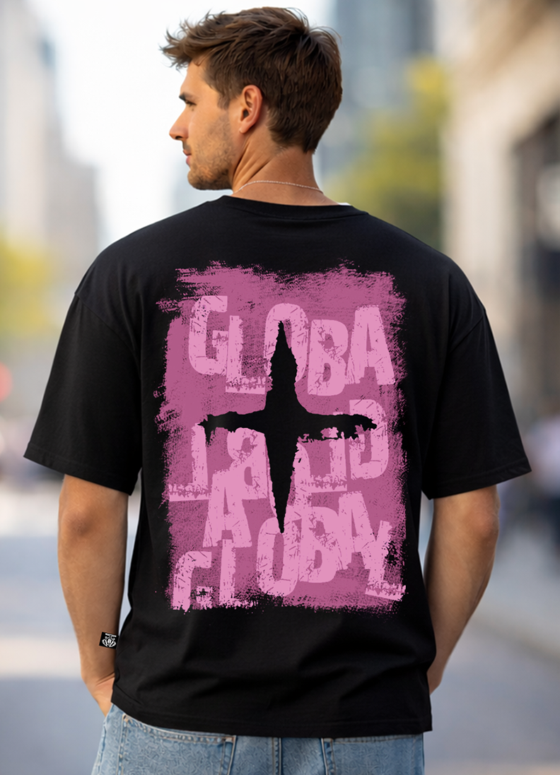 T-SHIRT GLOBAL BRAND ART. 8014 - NERO/ROSA