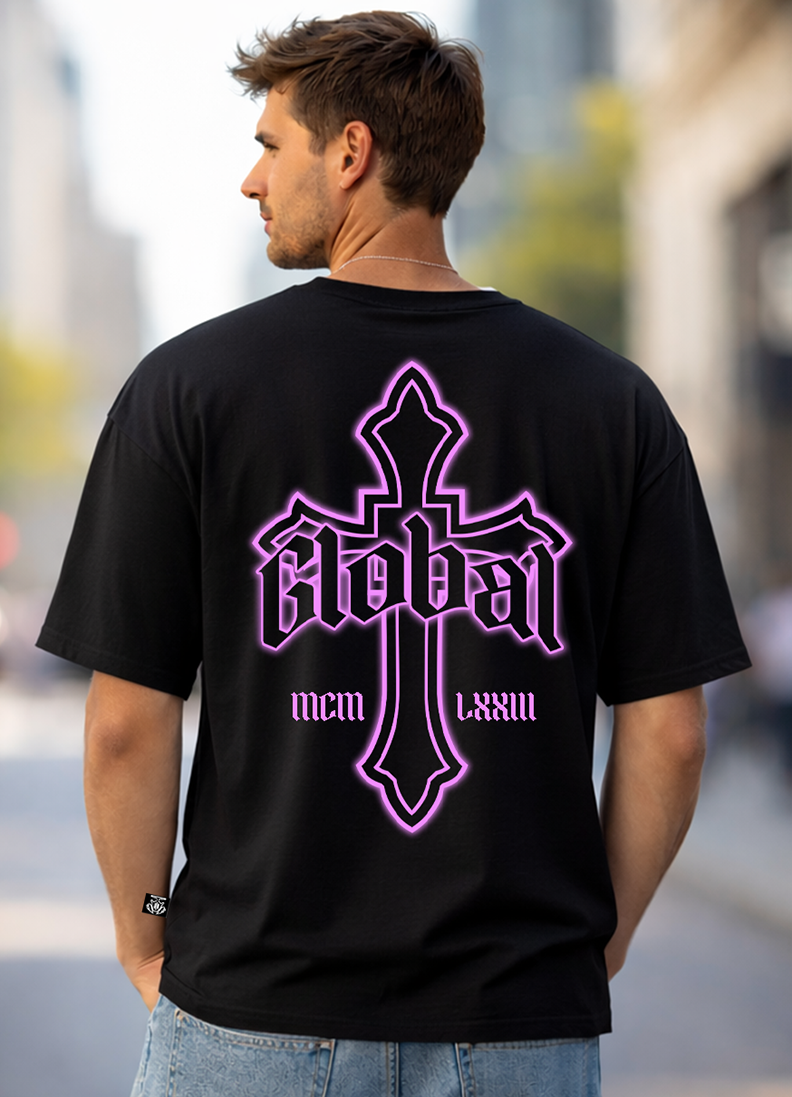 T-SHIRT GLOBAL BRAND ART. 8007 - NERO/ROSA