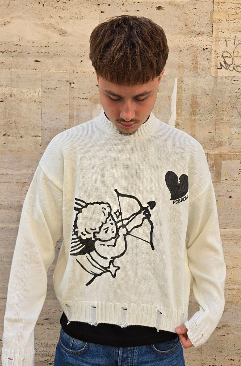 MAGLIONE CROPPED GLOBAL COD. ANGELS - BIANCO