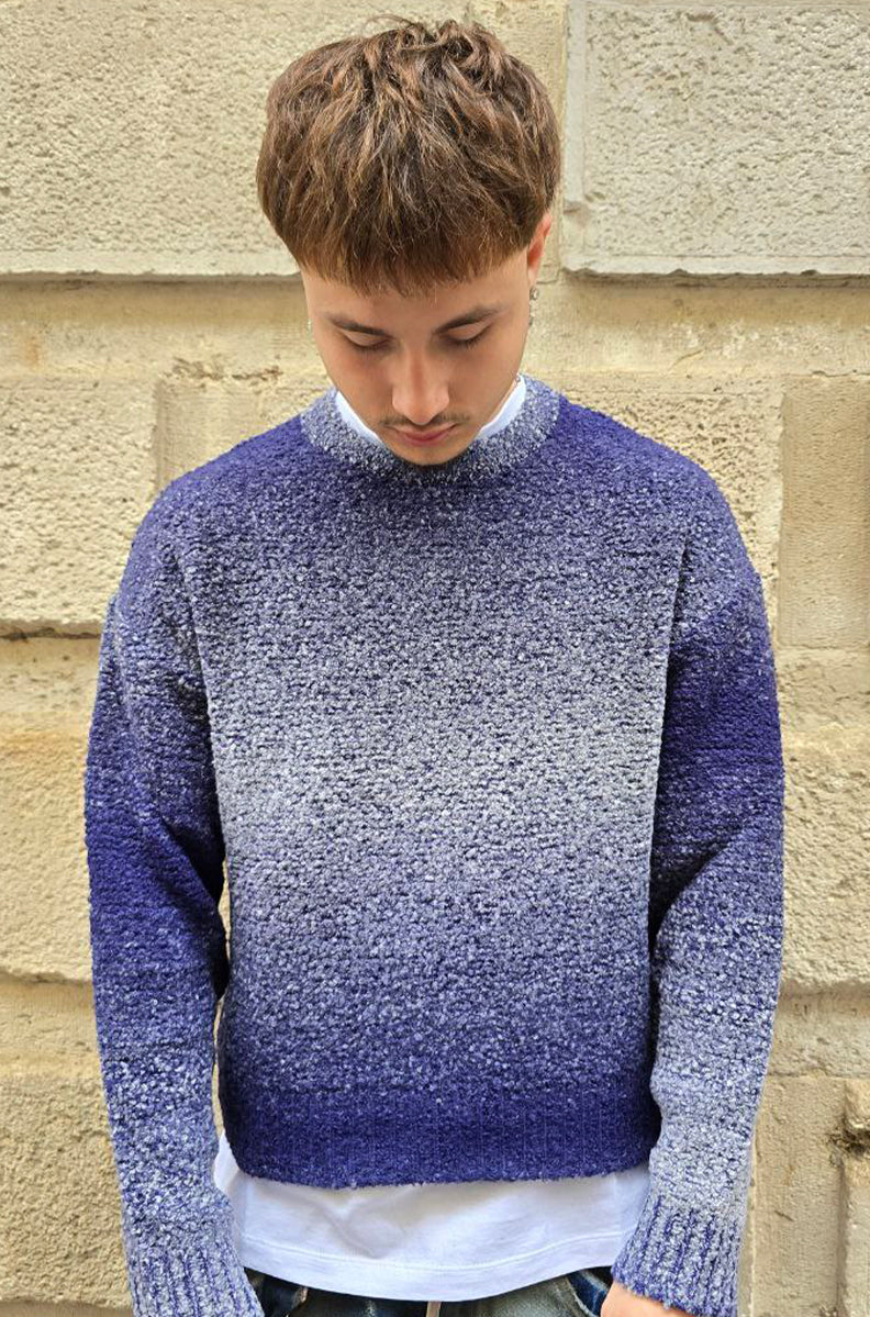 MAGLIONE CROPPED GLOBAL COD. SFUMATO - BLU