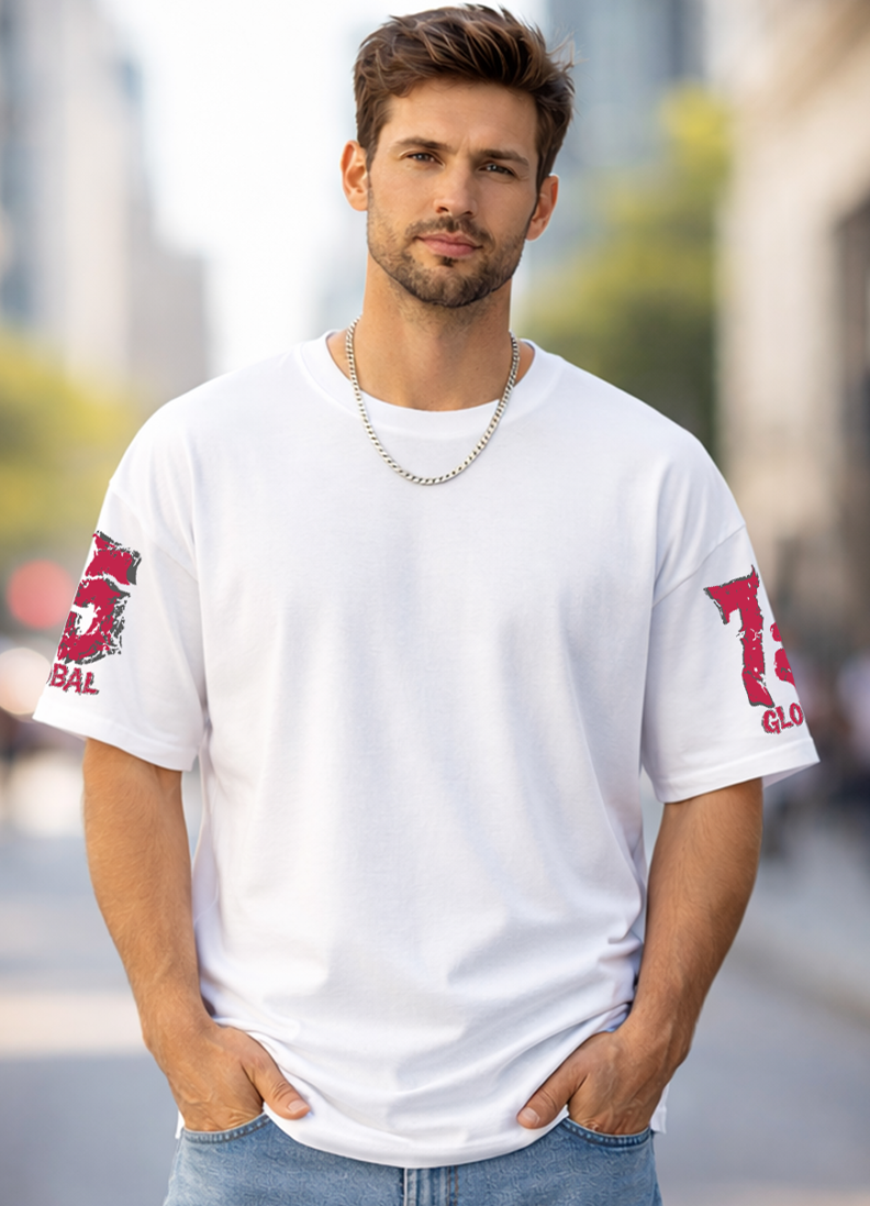 T-SHIRT GLOBAL BRAND ART. 8002 - BIANCO/ROSSO