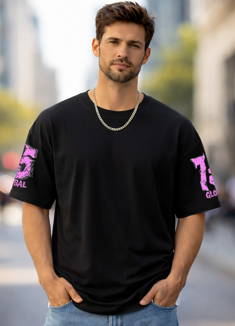 T-SHIRT GLOBAL BRAND ART. 8002 - NERO/FUXIA