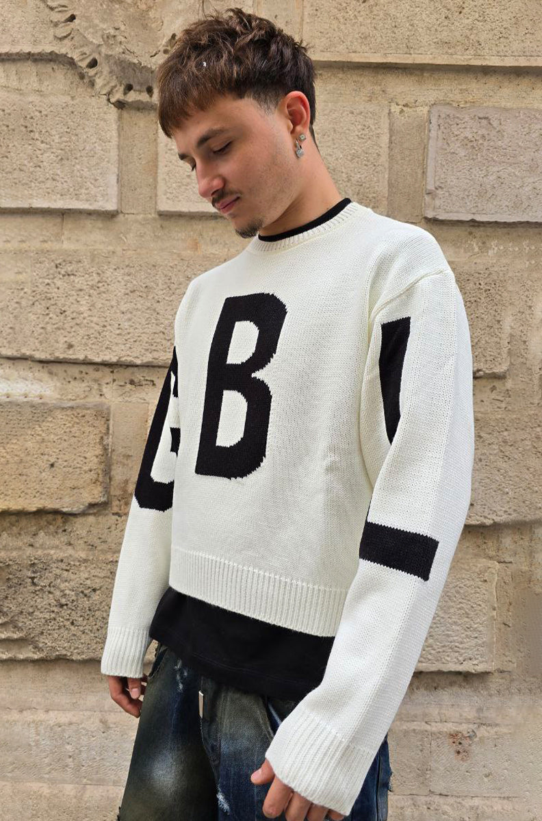 MAGLIONE CROPPED GLOBAL COD. GBL - BIANCO