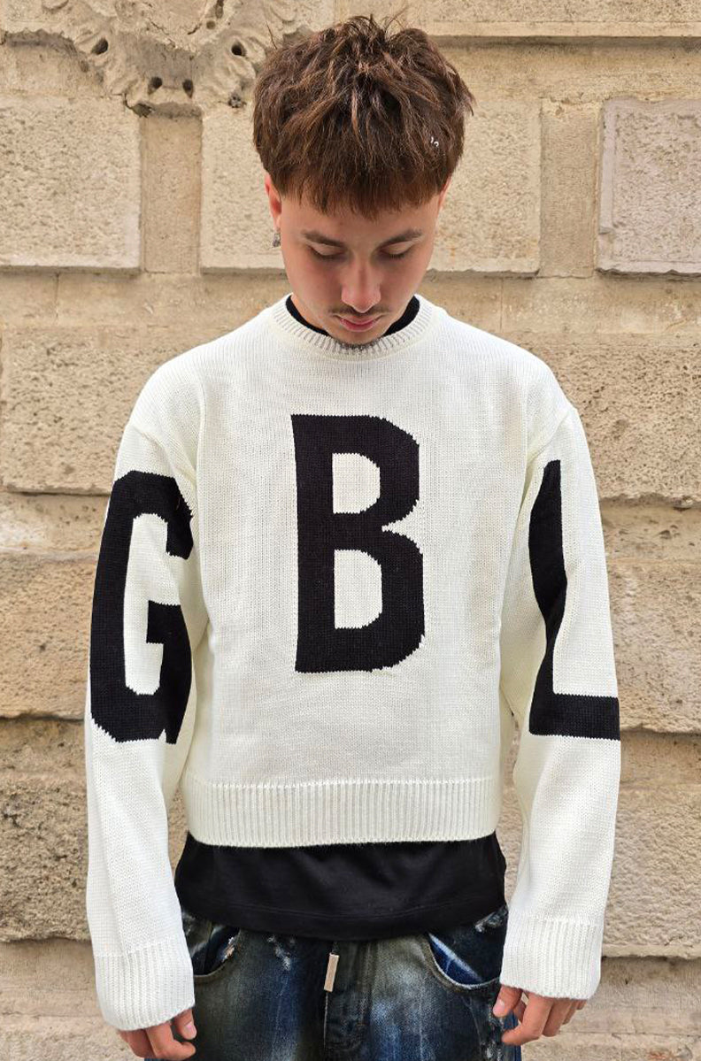MAGLIONE CROPPED GLOBAL COD. GBL - BIANCO