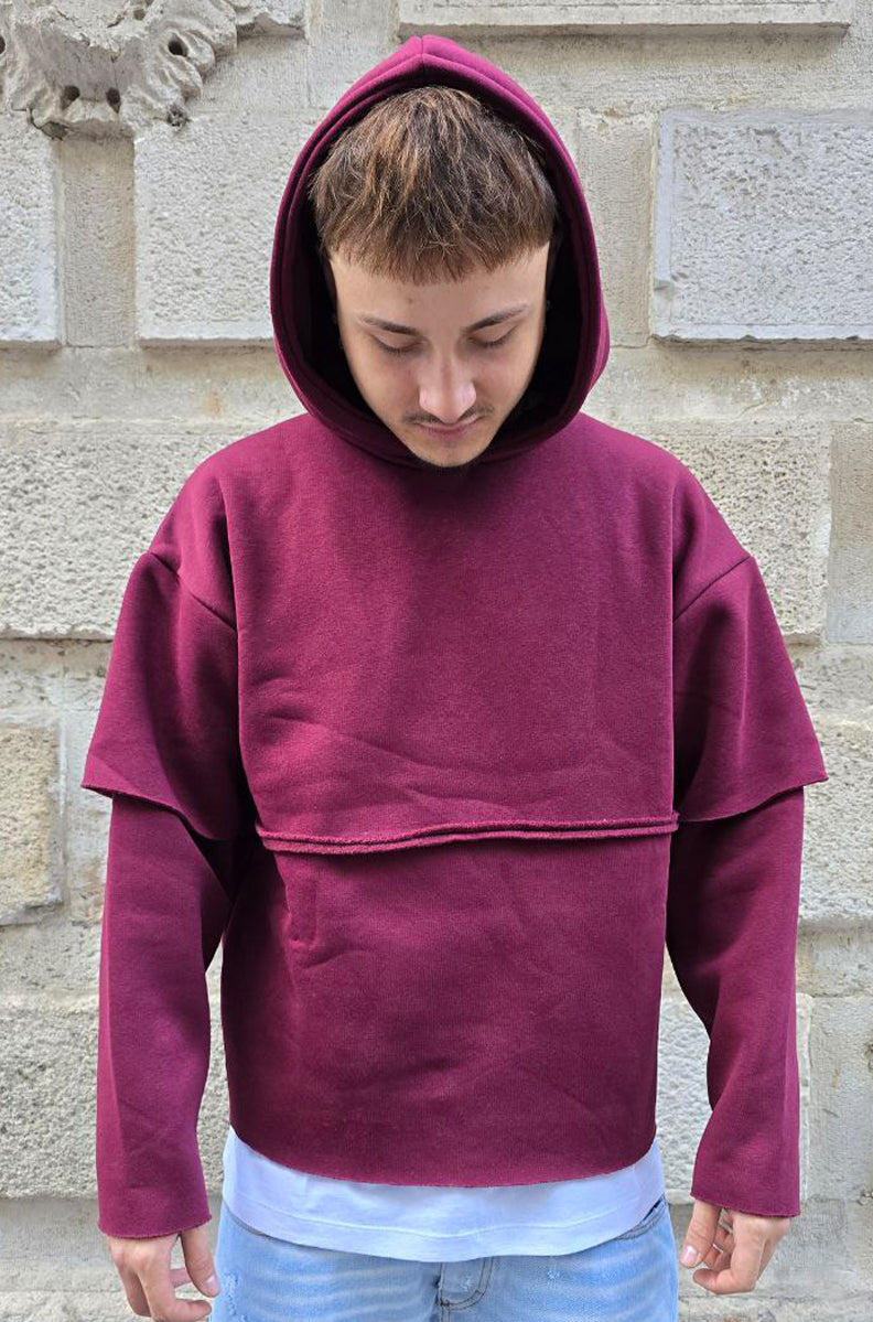 FELPA BOXY GLOBAL COD. LONG SLEAVE TAGLIO VIVO - BORDOUX