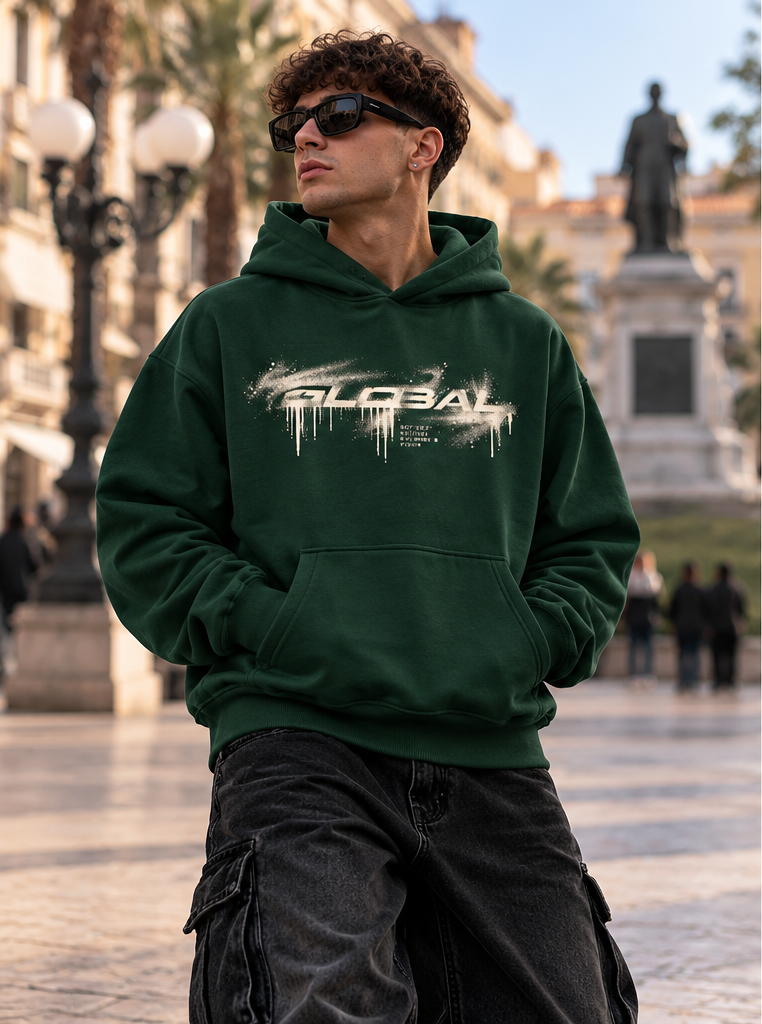 HOODIE GLOBAL BRAND REGULAR FIT VERDE - ART. GRADIENT LOGO