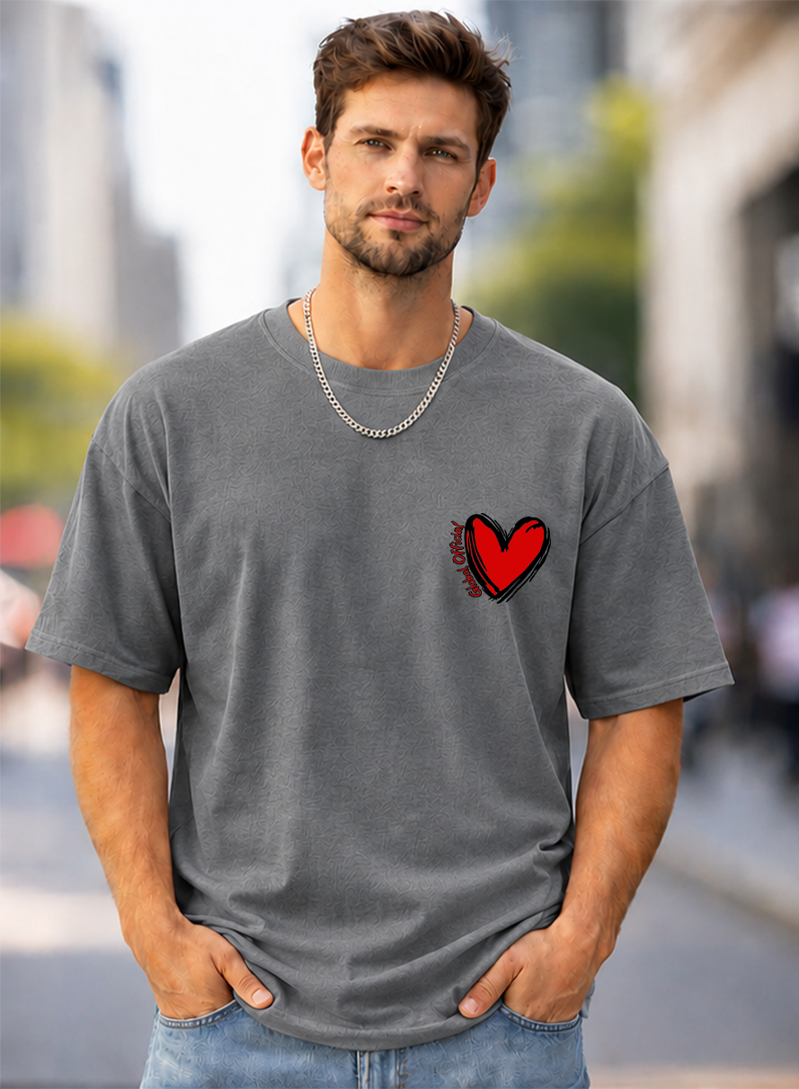 T-SHIRT GLOBAL BRAND ART. BIG HEART - GRIGIO MEDIO