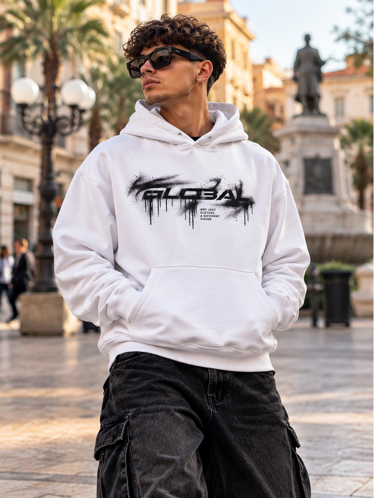 HOODIE GLOBAL BRAND REGULAR FIT BIANCA - ART. GRADIENT LOGO