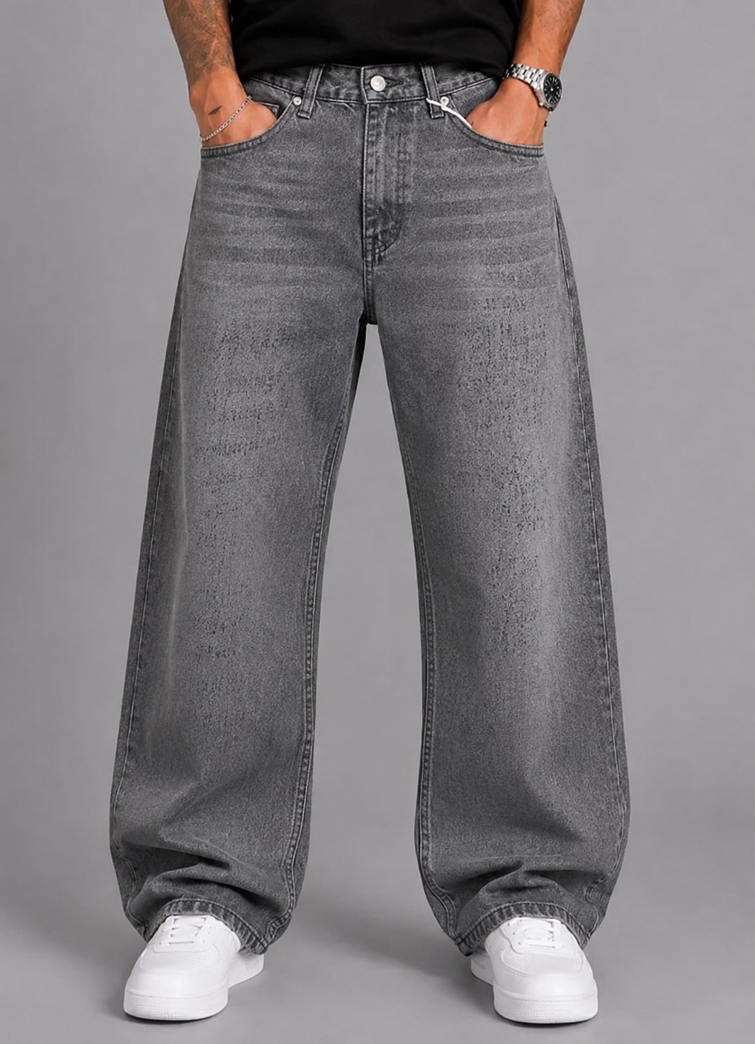 JEANS ASH DISTRESSED FLARE GRIGIO