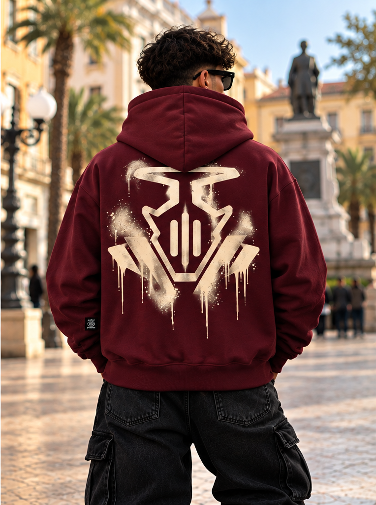 HOODIE GLOBAL BRAND REGULAR FIT BORDOUX - ART. GRADIENT LOGO