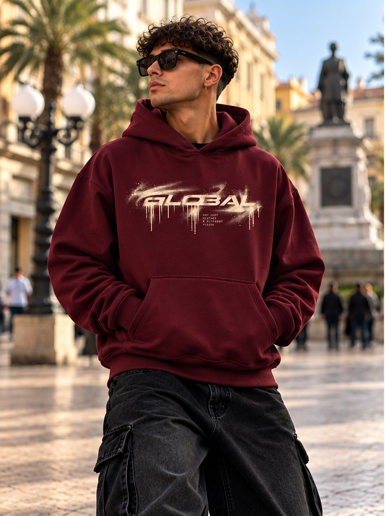 HOODIE GLOBAL BRAND REGULAR FIT BORDOUX - ART. GRADIENT LOGO