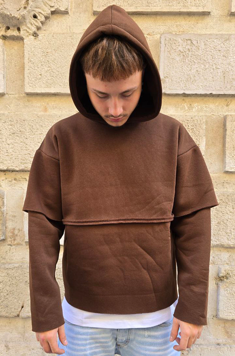 FELPA BOXY GLOBAL COD. LONG SLEAVE TAGLIO VIVO - MARRONE