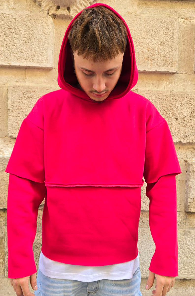 FELPA BOXY GLOBAL COD. LONG SLEAVE TAGLIO VIVO - ROSSO