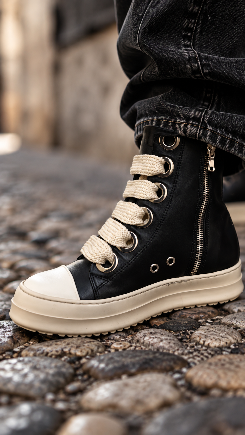 SNEAKERS NERA MODELLO RICK OWEN PASSANTE LARGO