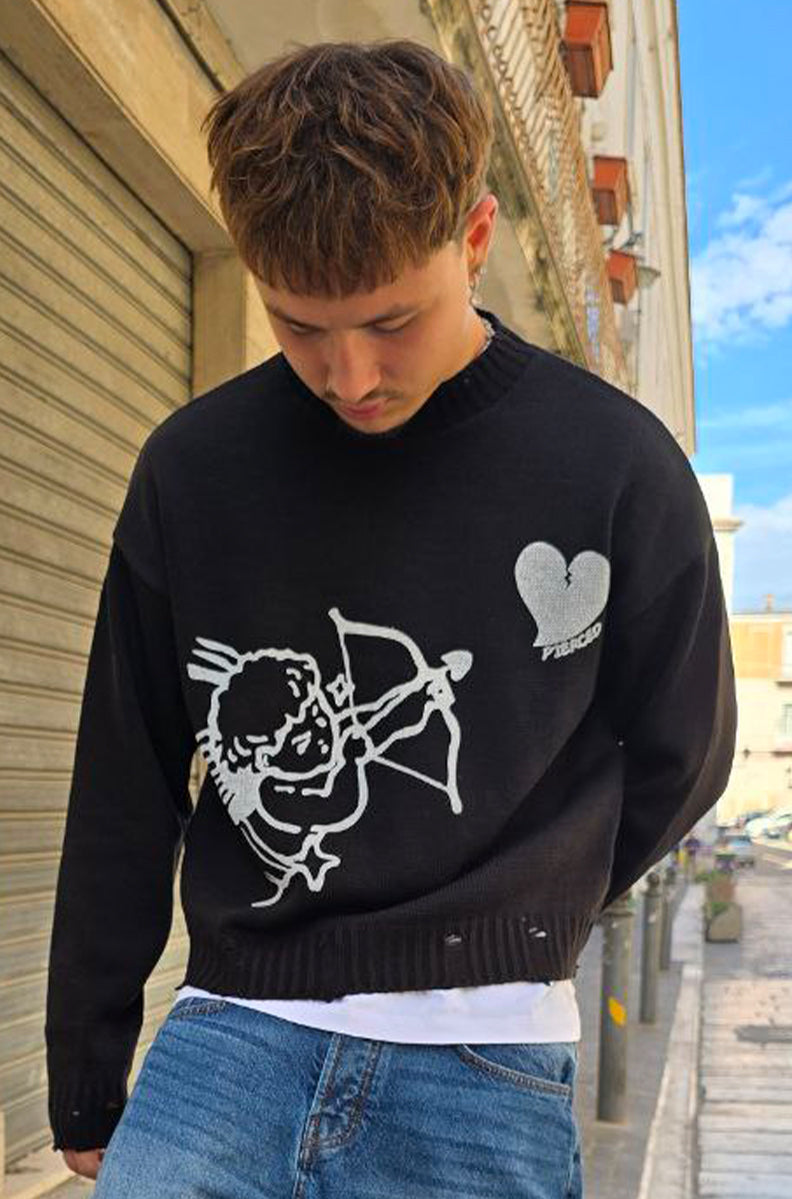 MAGLIONE CROPPED GLOBAL COD. ANGELS - NERO