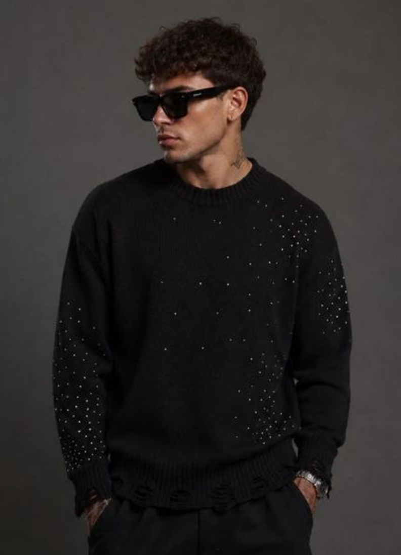 GIROCOLLO LANETTINA RASATA STRASS ART. G003 - NERO