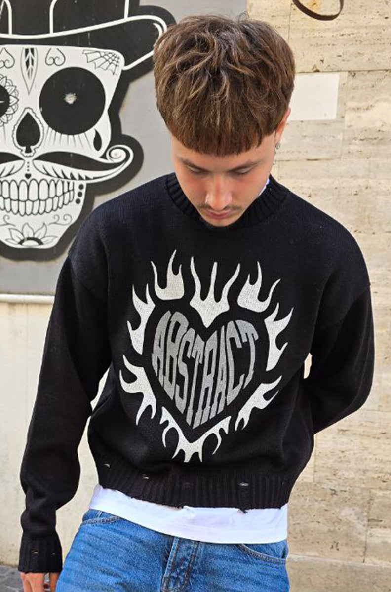 MAGLIONE CROPPED GLOBAL COD. ABSTRACT - NERO