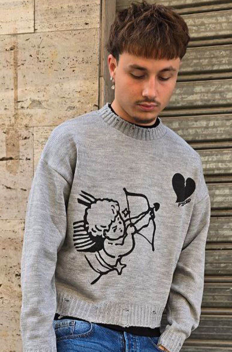 MAGLIONE CROPPED GLOBAL COD. ANGELS - GRIGIO