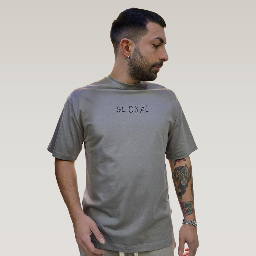 T-Shirt Semi Cropped Writer - Grigio/Nero