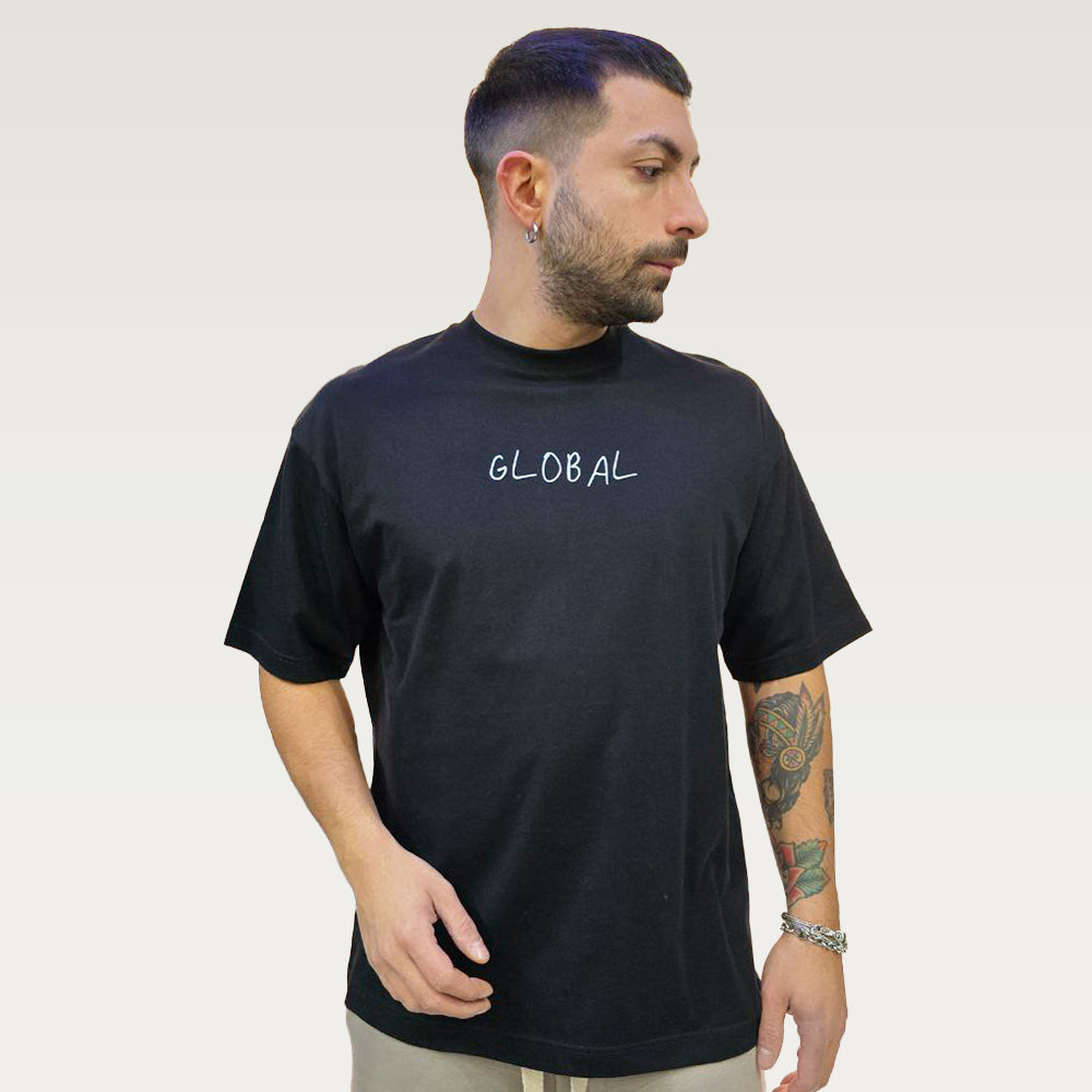 T-Shirt Semi Cropped Writer - Nero/Bianco