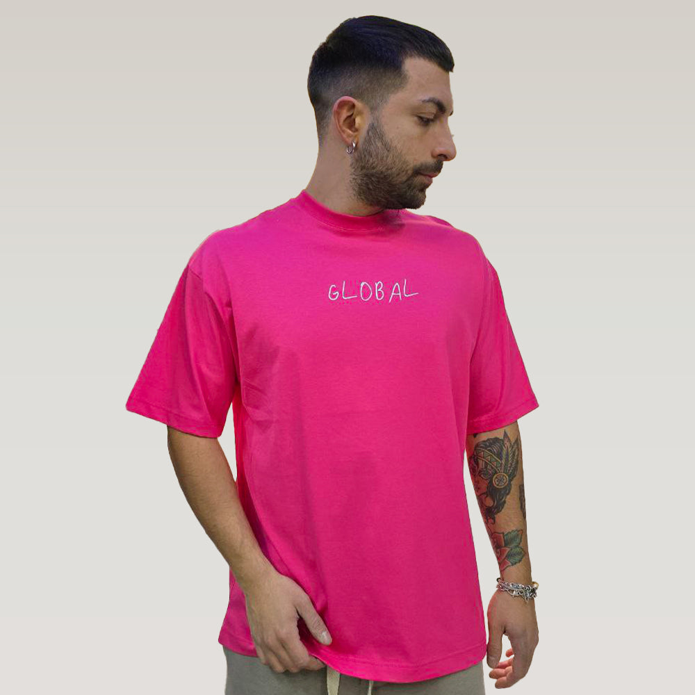 T-Shirt Semi Cropped Writer - Fuxia