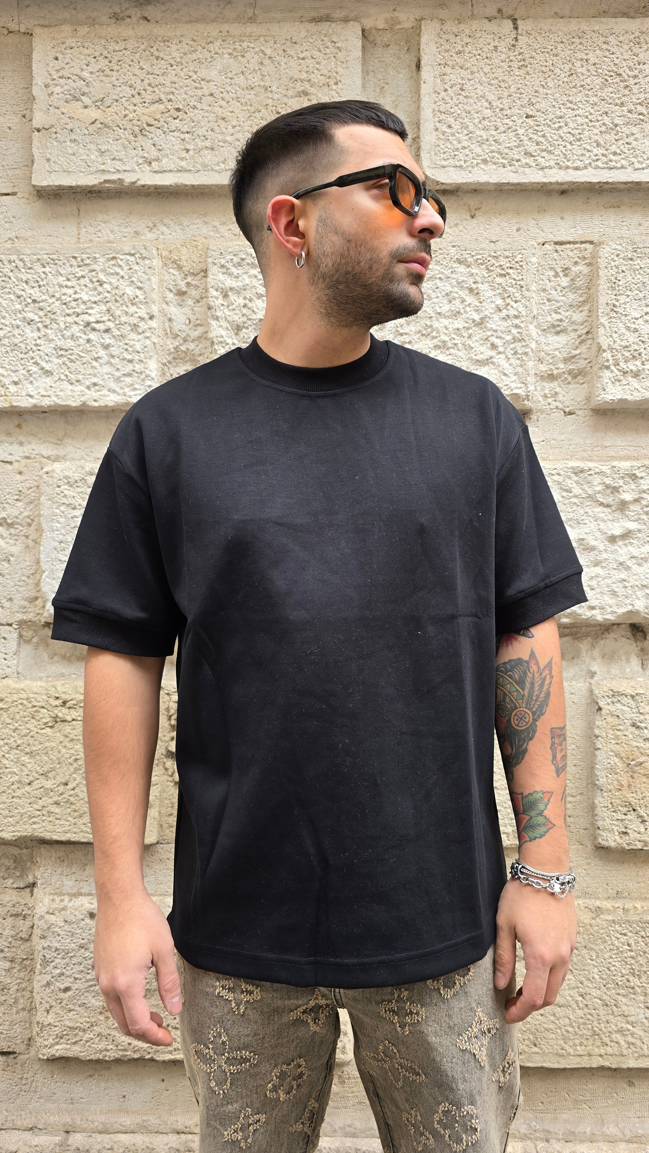 T-Shirt Interlock Oversize - Nero