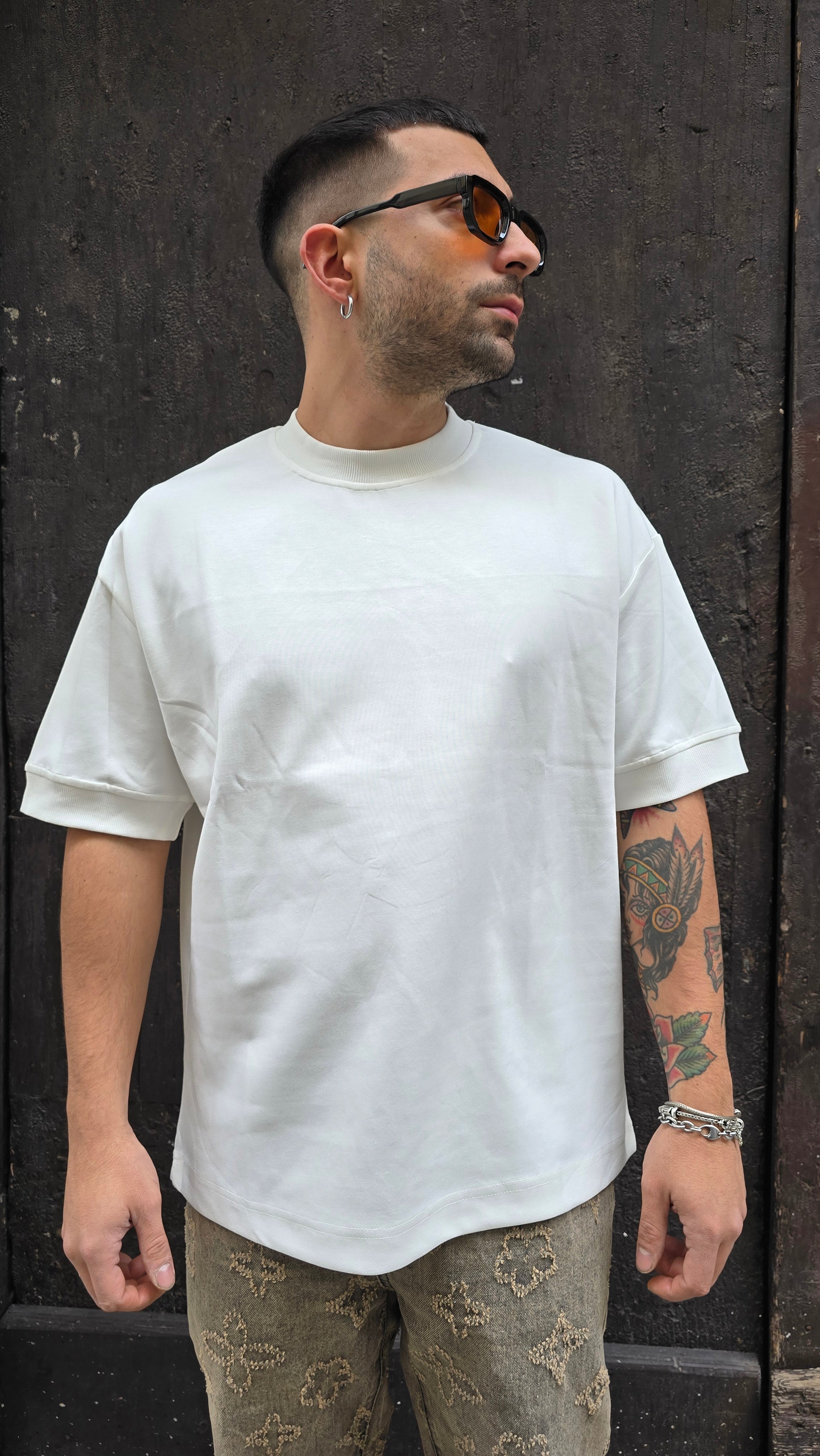 T-Shirt Interlock Oversize - Bianco