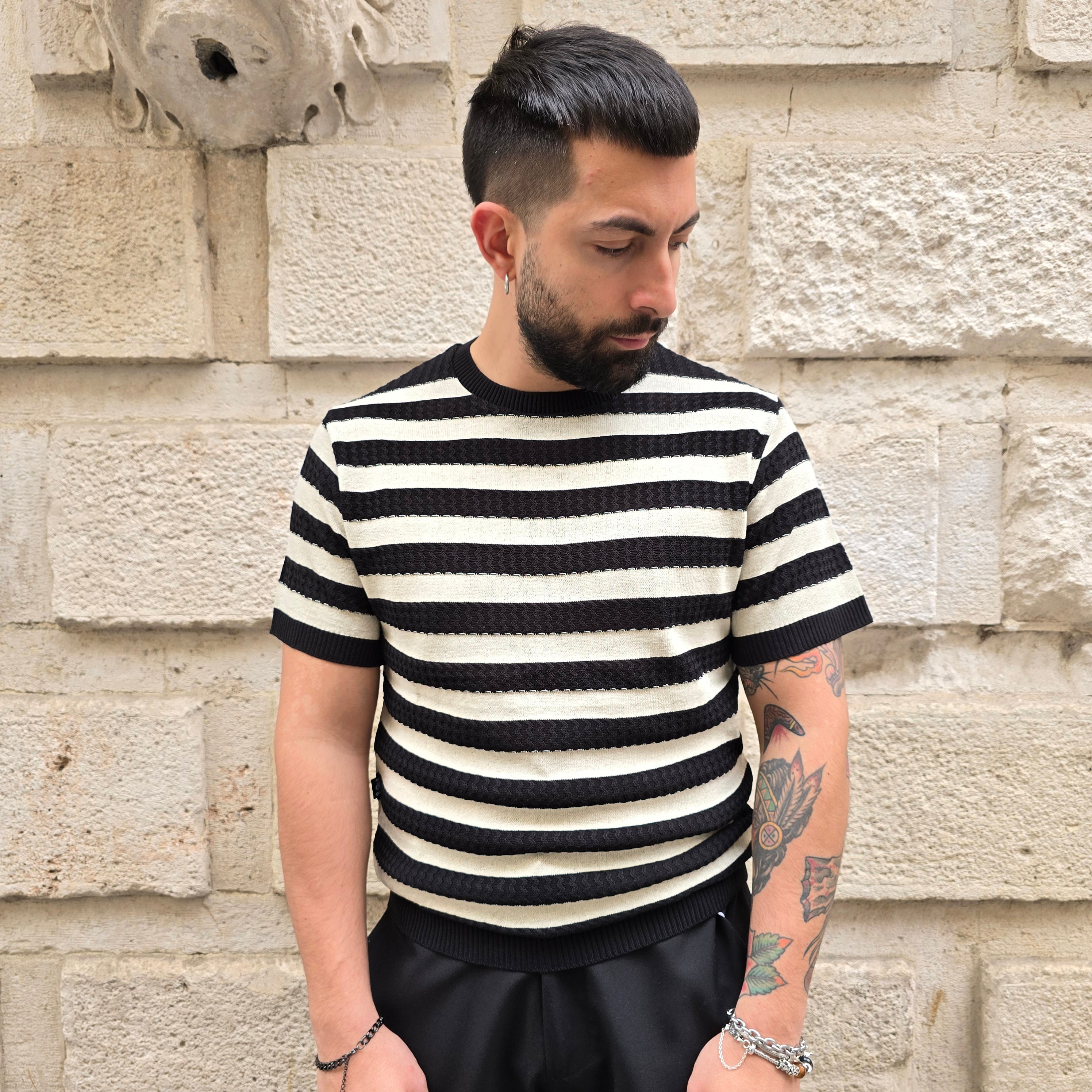 Girocollo GBL Fasciato art. 292 - Nero/Corda