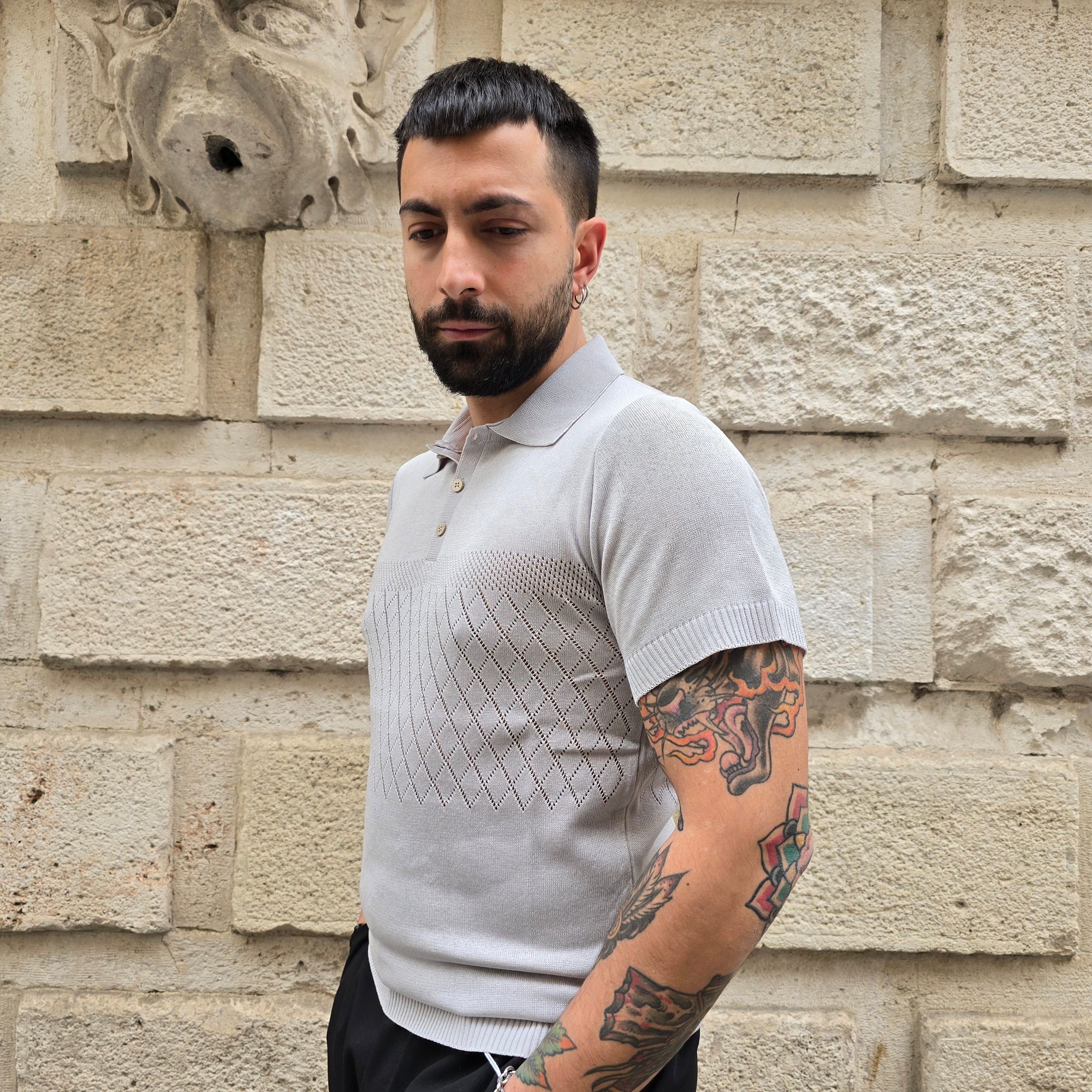 Polo con bottoni GBL Traforato art. 277 - Grigio