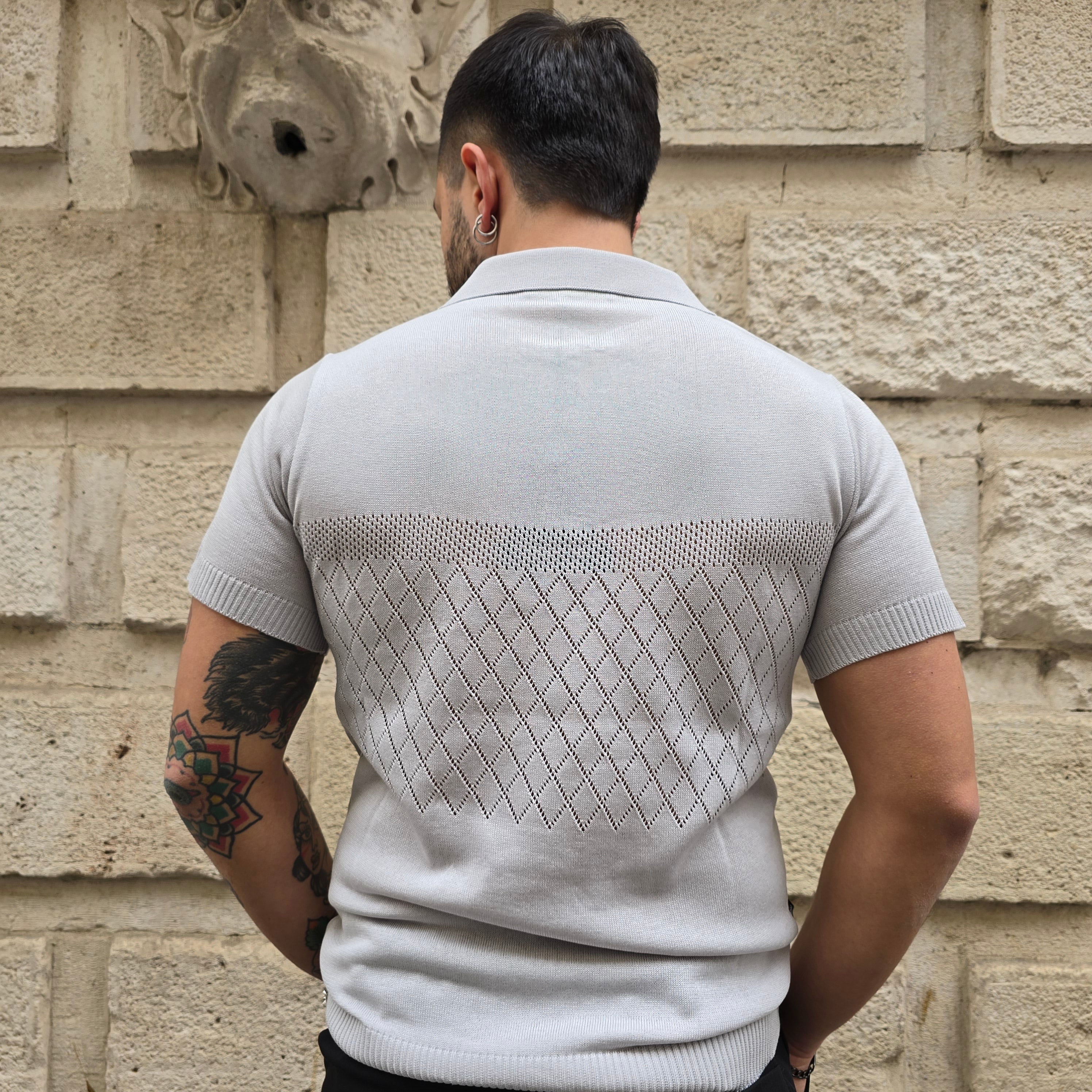 Polo con bottoni GBL Traforato art. 277 - Grigio