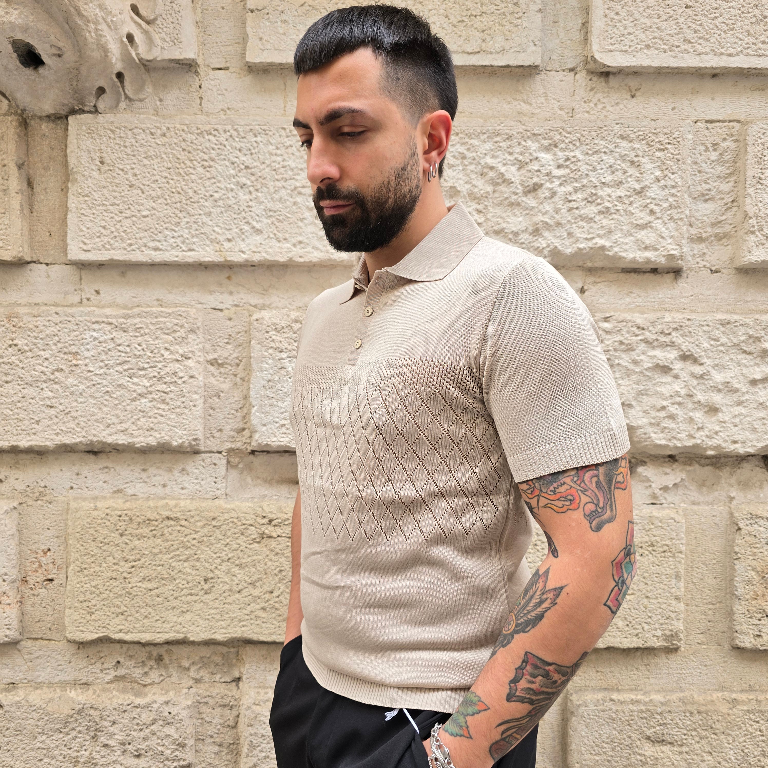 Polo con bottoni GBL Traforato art. 277 - Corda