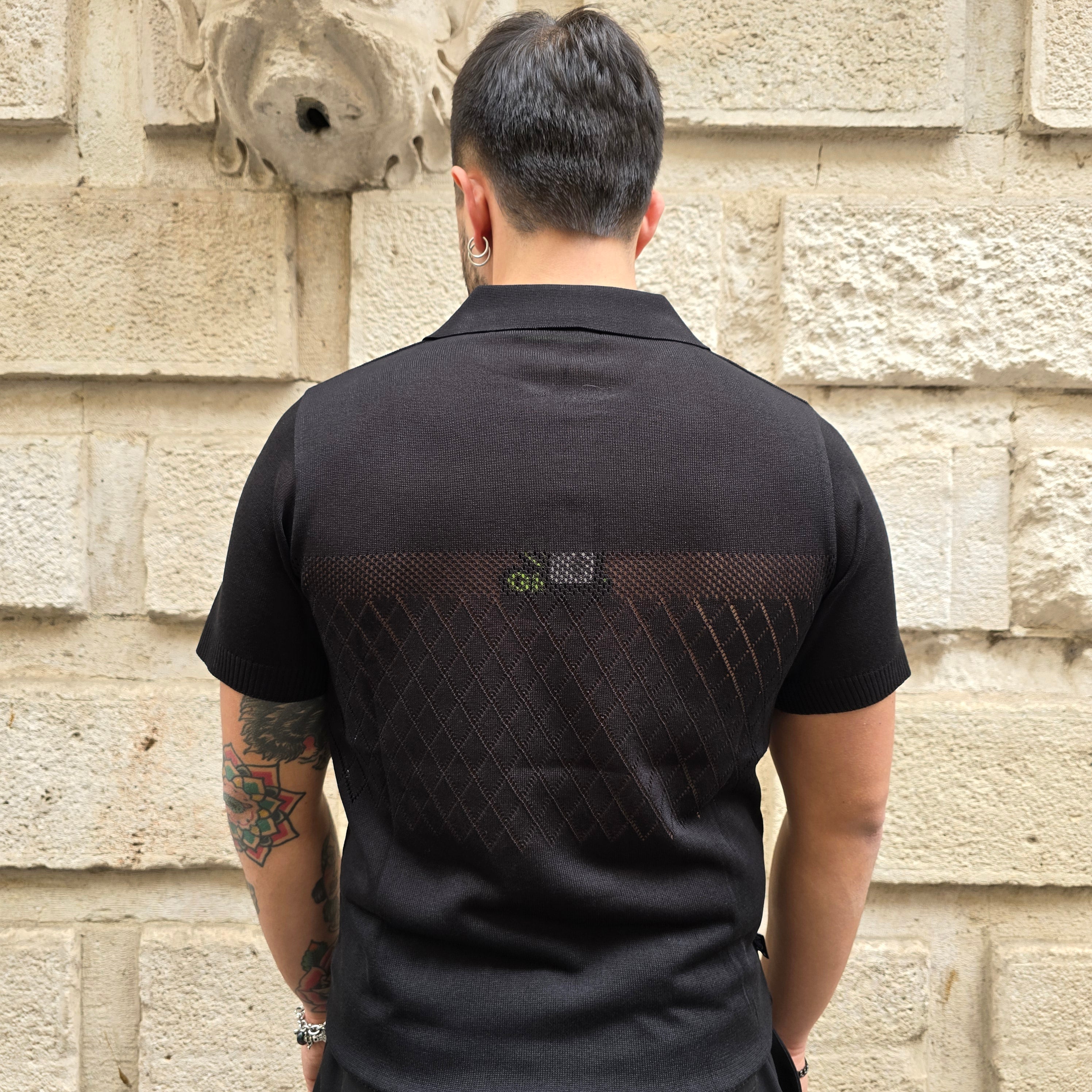 Polo con bottoni GBL Traforato art. 277 - Nero
