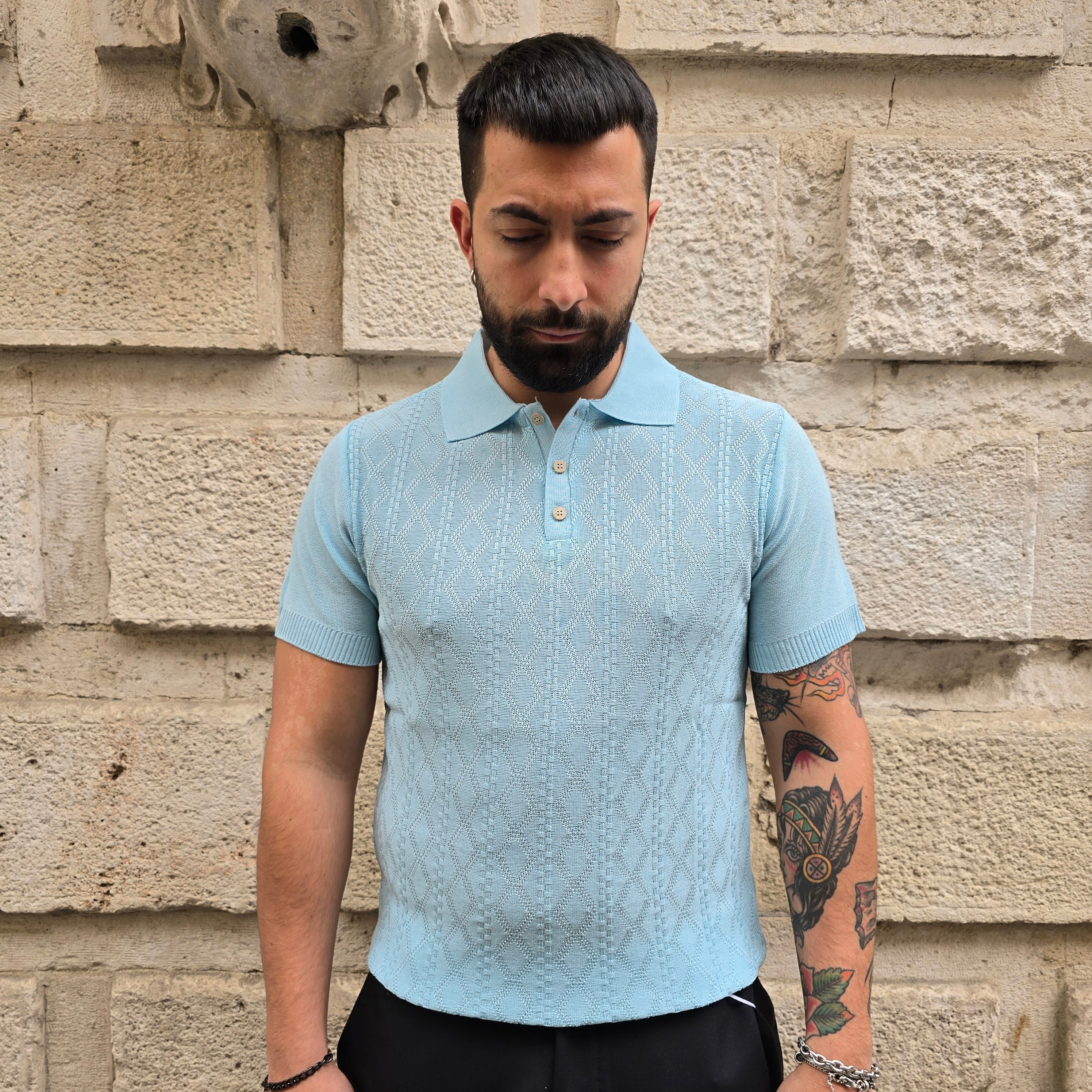 Polo con bottoni GBL art. 290 - Cielo