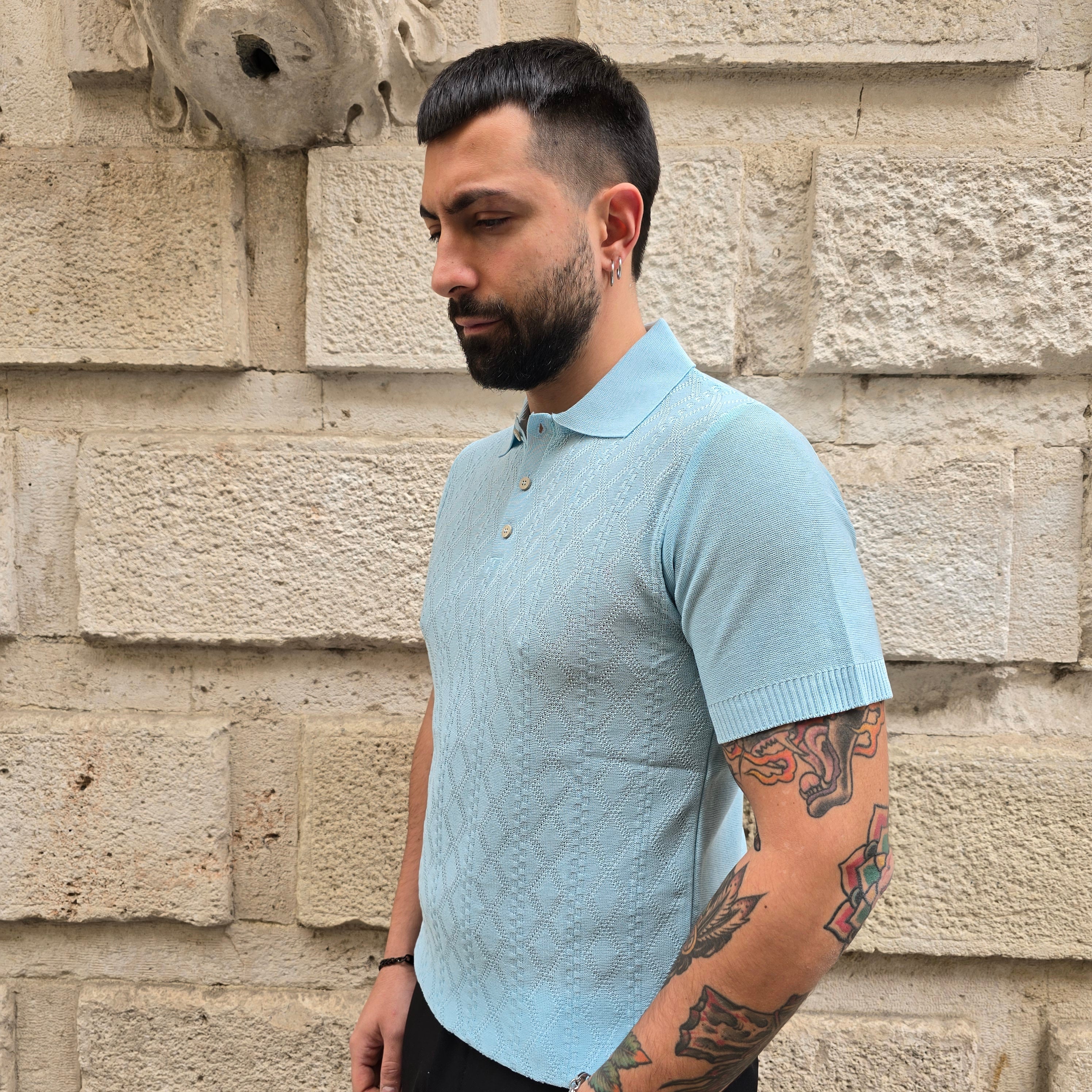Polo con bottoni GBL art. 290 - Cielo