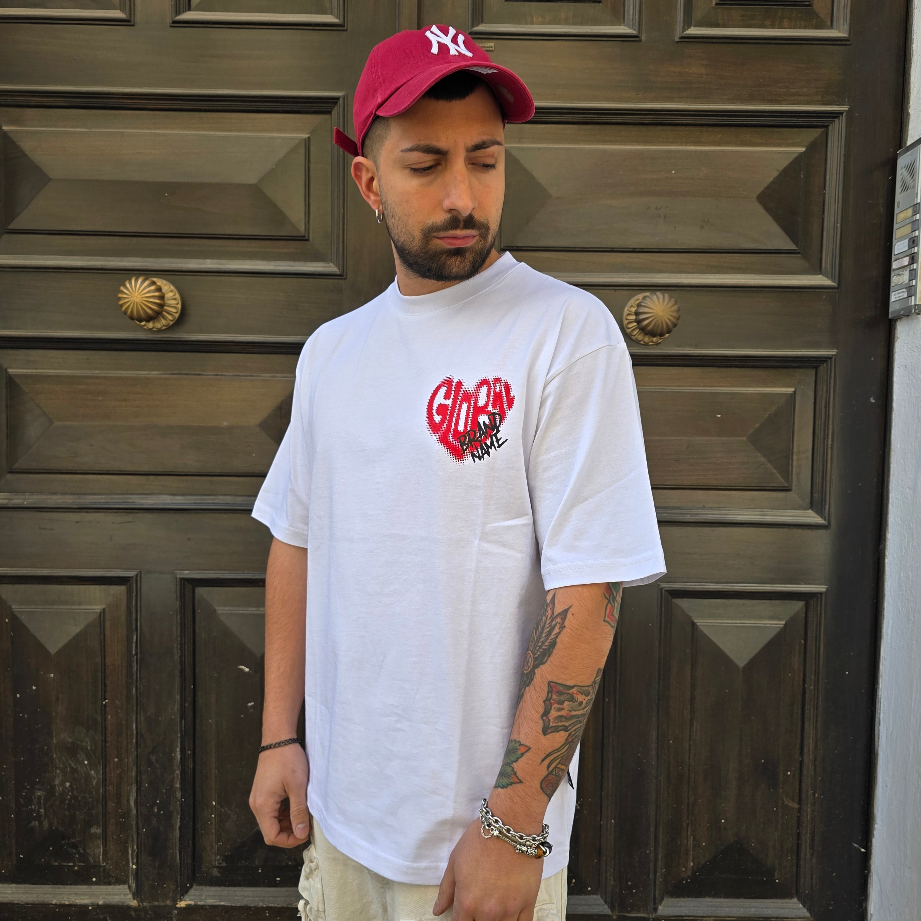 T-Shirt GBL Heart Love - Bianco