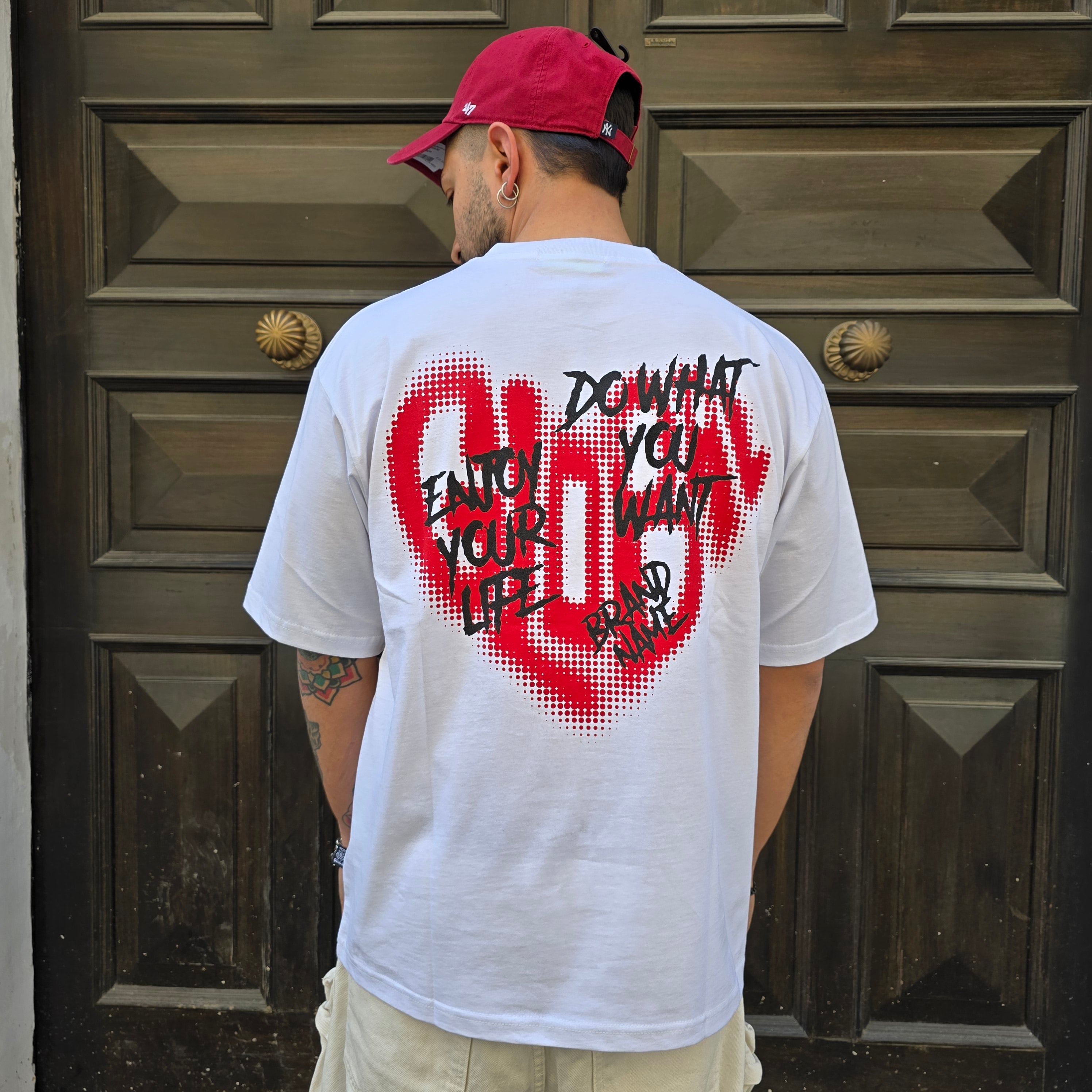 T-Shirt GBL Heart Love - Bianco