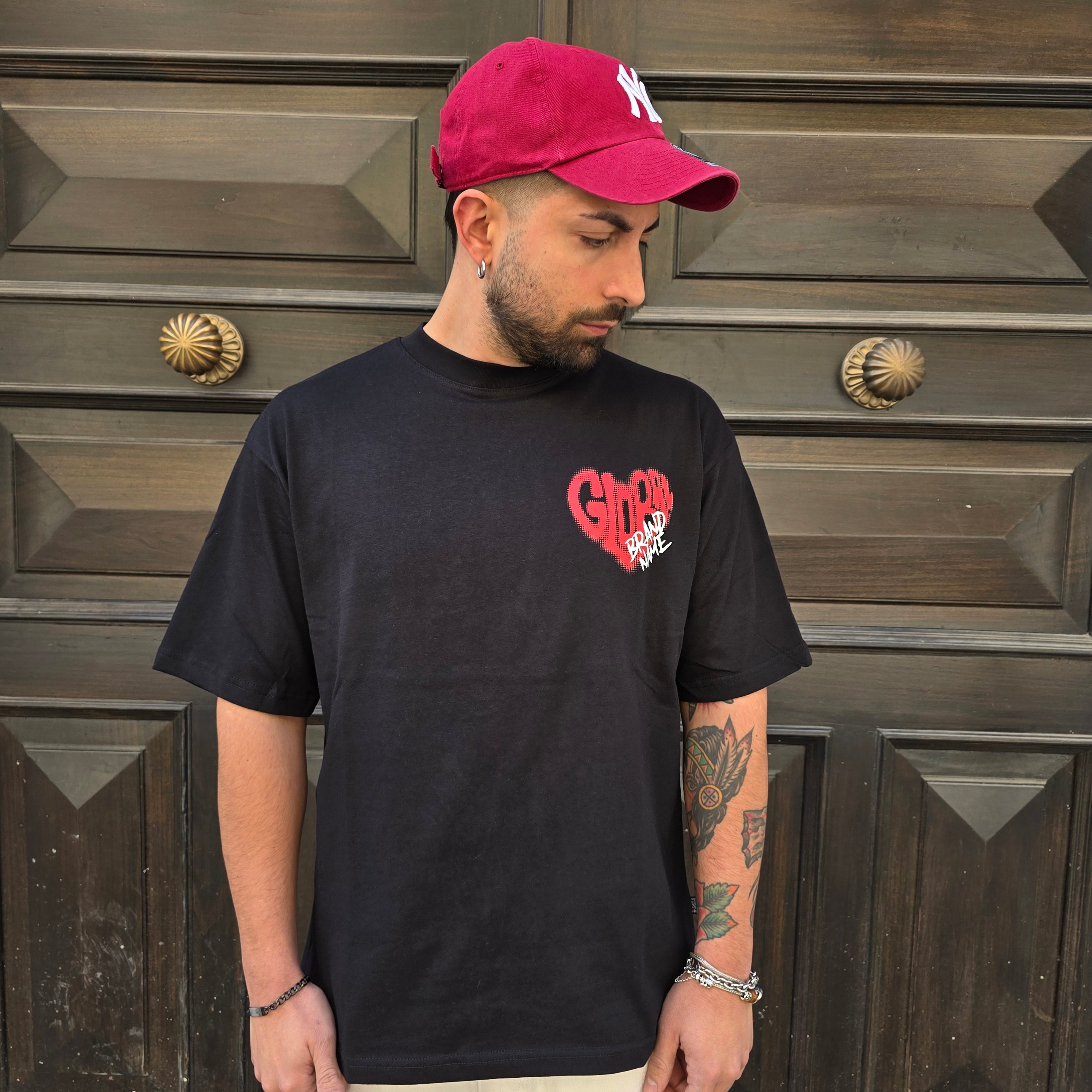 T-Shirt GBL Heart Love - Nero