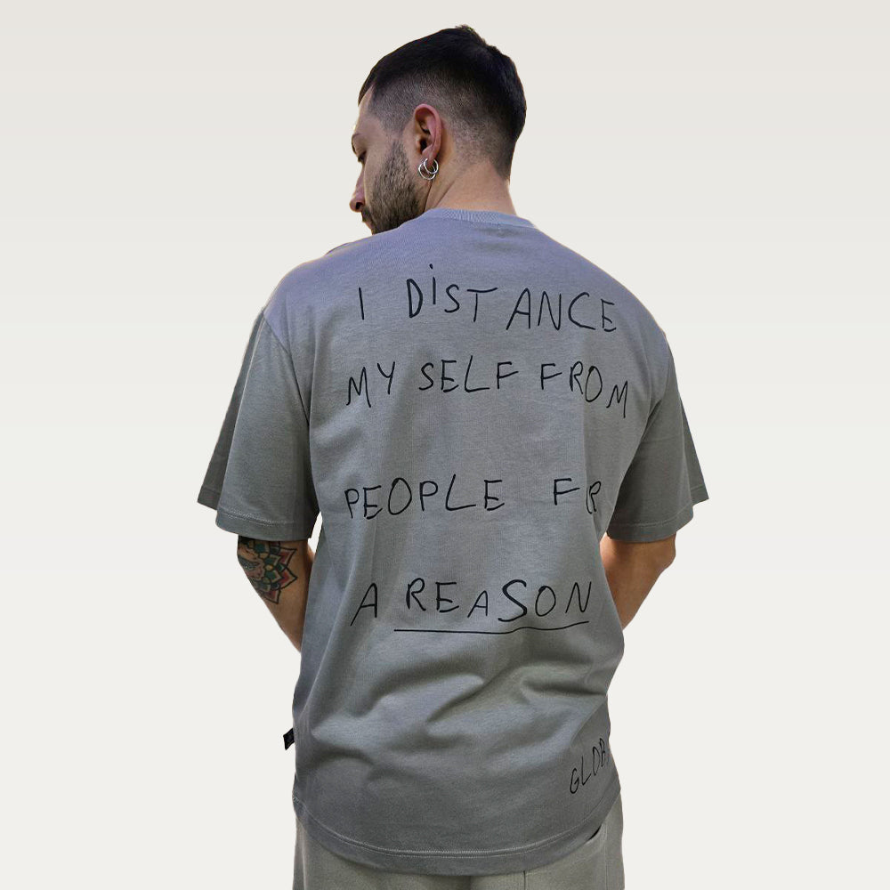 T-Shirt Semi Cropped Writer - Grigio/Nero