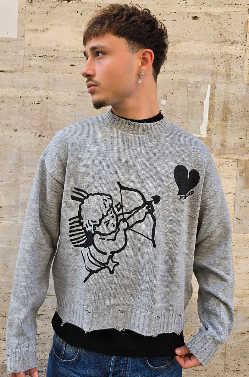 MAGLIONE CROPPED GLOBAL COD. ANGELS - GRIGIO