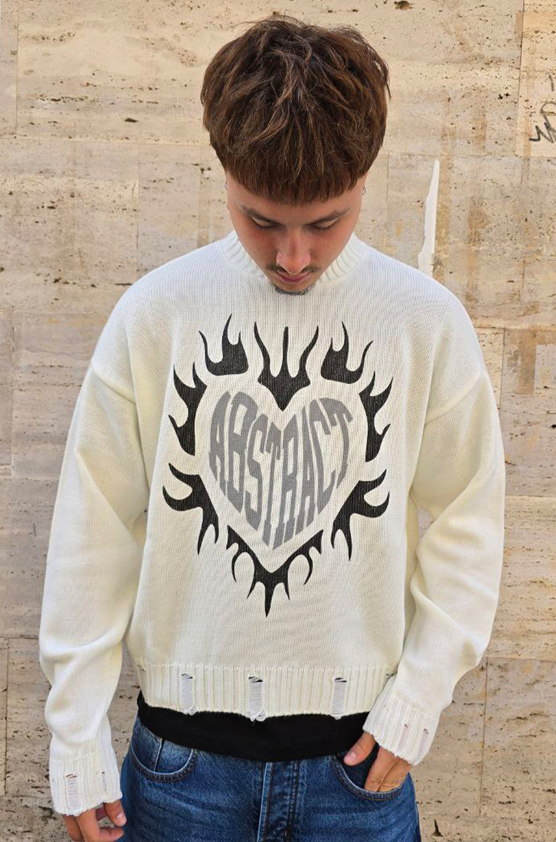 MAGLIONE CROPPED GLOBAL COD. ABSTRACT - BIANCO