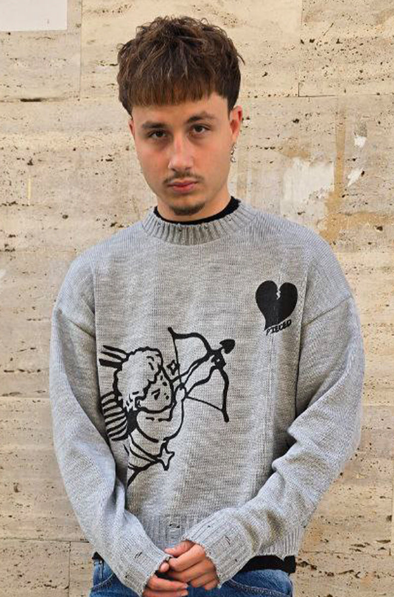 MAGLIONE CROPPED GLOBAL COD. ANGELS - GRIGIO