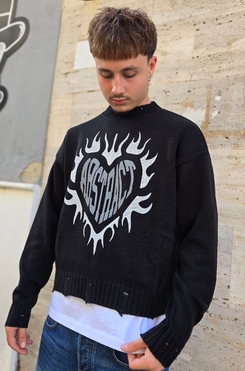 MAGLIONE CROPPED GLOBAL COD. ABSTRACT - NERO