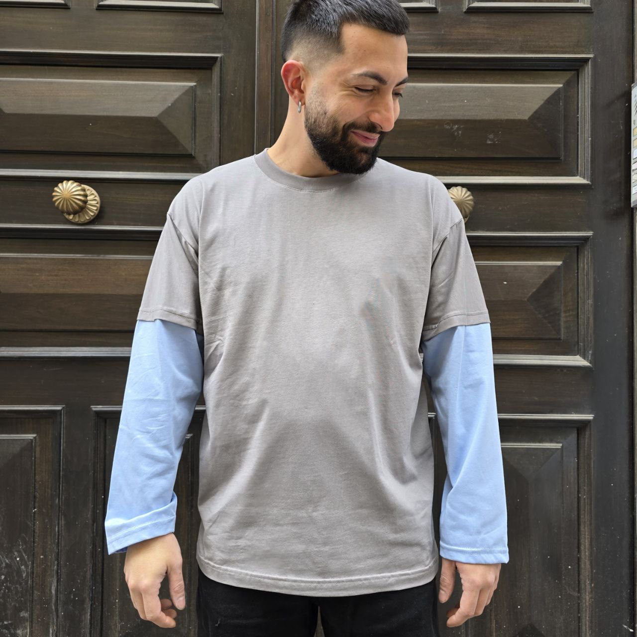 Long Sleeve GBL doppio colore - Grigio