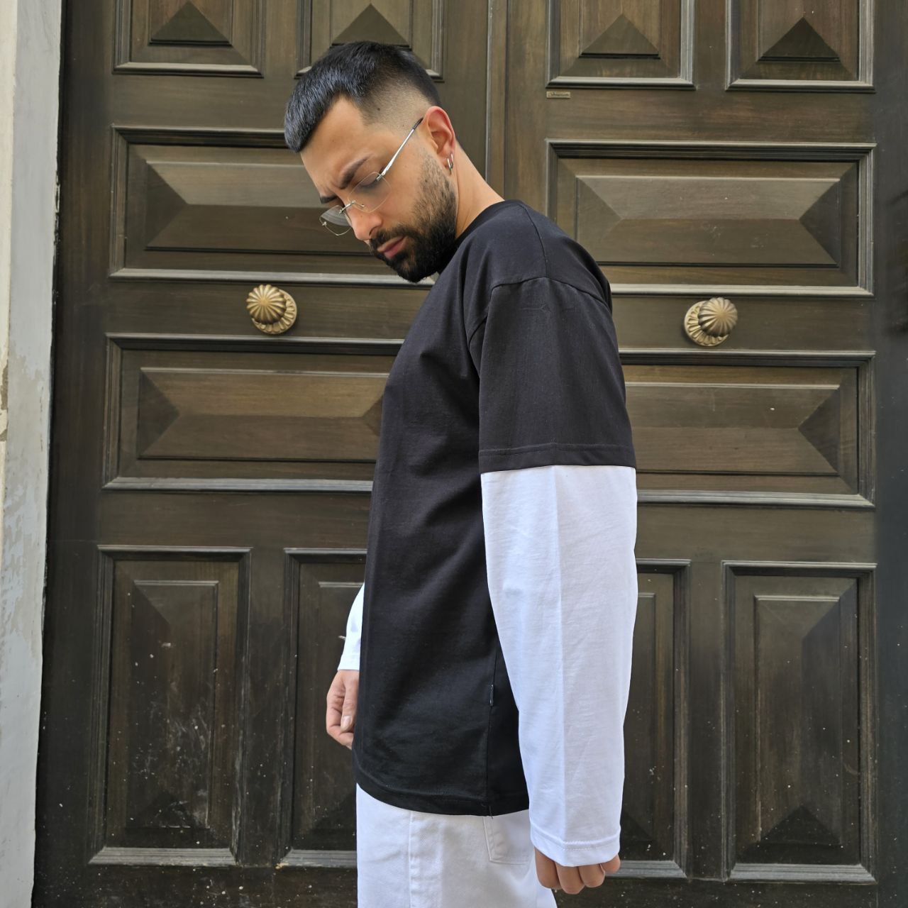 Long Sleeve GBL doppio colore - Nero